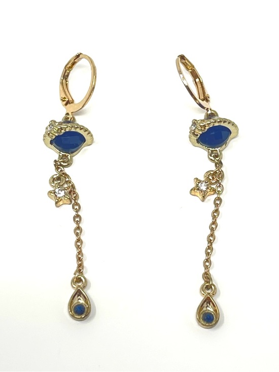 Free People Jewelry - New Free People Lapis Dangle Gold Earrings